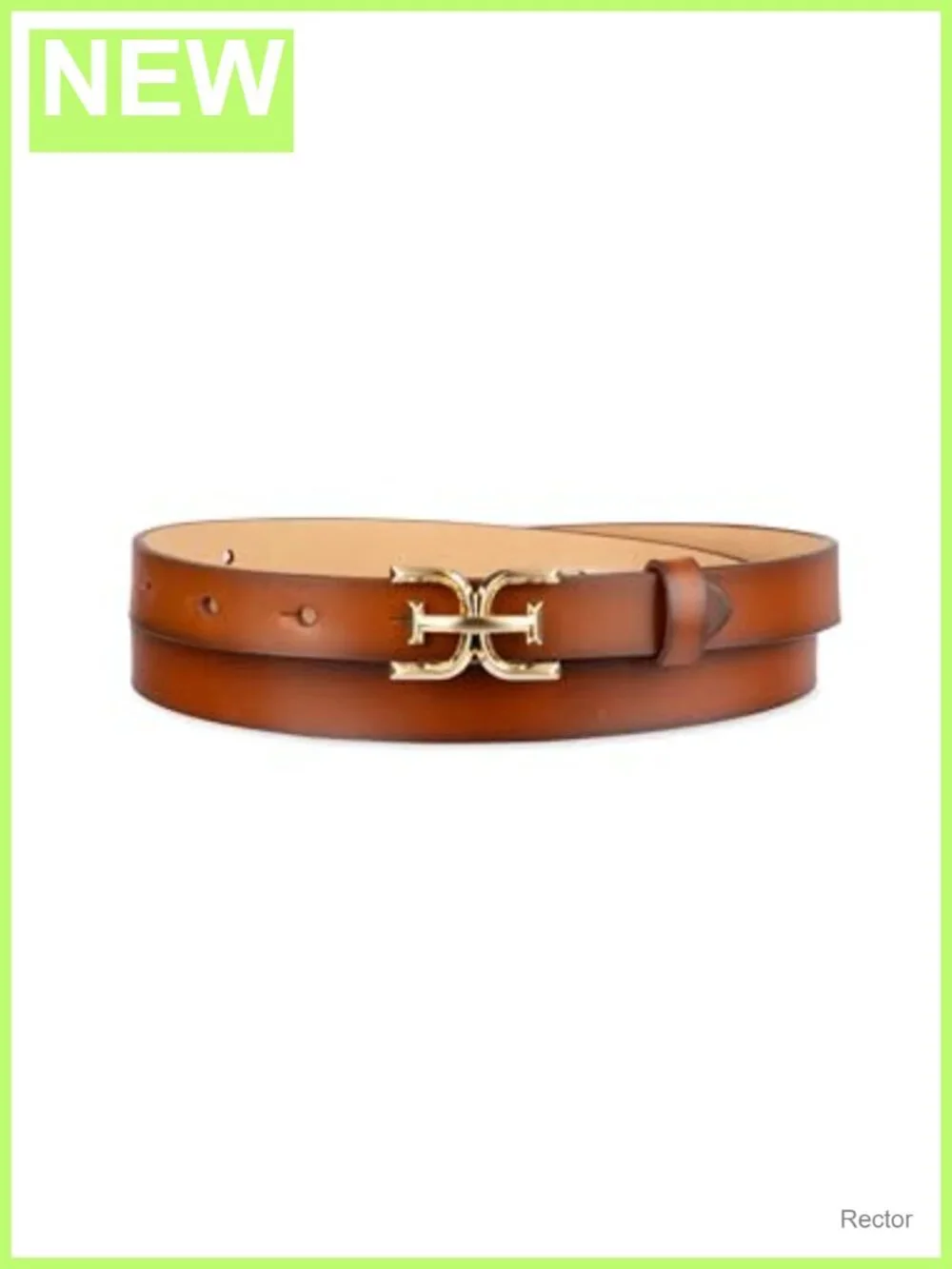Slim Trouser Belt with Logo Buckle, 3/4 inch Strap